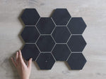 Newtown Honed Nero Marble Hexagon Mosaic