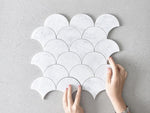 Erskineville Honed Carrara Marble Fish Scale Mosaic