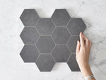 Stanmore Matt Black Concrete Look Hexagon Tile