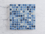 Waterfall Brushed Sqaure Sky Blue Glass Mosaic Tile
