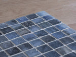 Waterfall Brushed Sqaure Steel Blue Glass Mosaic Tile