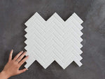 Wellington Herringbone Gloss Mosaic White Tile