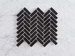 Wellington Herringbone Gloss Mosaic Black Tile