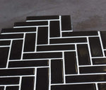 Wellington Herringbone Gloss Mosaic Black Tile