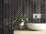 Wellington Herringbone Gloss Mosaic Black Tile
