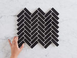 Wellington Herringbone Gloss Mosaic Black Tile