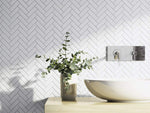 Wellington Herringbone Matt Mosaic White Tile