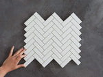 Wellington Herringbone Matt Mosaic White Tile