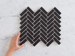 Wellington Herringbone Matt Mosaic Black Tile