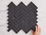 Subiaco Honed Herringbone Marquina Marble Mosaic Tile