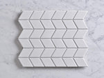 Meelon Chevron White Gloss Mosaic Tile
