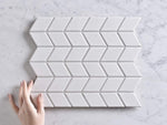Meelon Chevron White Gloss Mosaic Tile
