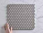 Broadwater Grey Gloss Penny Round Mosaic Tile