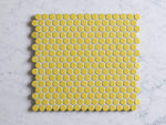 Broadwater Yellow Gloss Penny Round Mosaic Tile