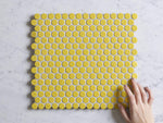 Broadwater Yellow Gloss Penny Round Mosaic Tile