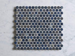 Broadwater Dark Blue Mix Gloss Penny Round Mosaic Tile