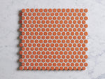 Broadwater Orange Gloss Penny Round Mosaic Tile