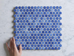 Broadwater Blue Mix Gloss Penny Round Mosaic Tile