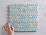 Broadwater Pastle Blue Mix Gloss Penny Round Mosaic Tile