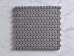 Broadwater Charcoal Grey Gloss Penny Round Mosaic Tile
