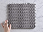 Broadwater Charcoal Grey Gloss Penny Round Mosaic Tile