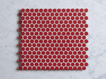 Broadwater Red Gloss Penny Round Mosaic Tile