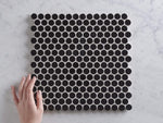 Broadwater Black Gloss Penny Round Mosaic Tile