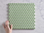 Broadwater Green Gloss Penny Round Mosaic Tile