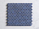 Broadwater Cobalt Blue Gloss Penny Round Mosaic Tile