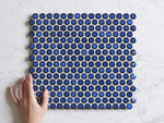 Broadwater Cobalt Blue Gloss Penny Round Mosaic Tile