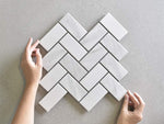 Tully Heads Carrara Matt Herringbone Tile