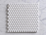 Broadwater White Matt Penny Round Mosaic Tile