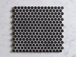 Broadwater Black Matt Penny Round Mosaic Tile