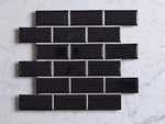 White Gums Black Glazed Bevelled Subway Tile