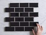 White Gums Black Glazed Bevelled Subway Tile