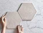 Ocean Beach White Encaustic Look Hexagon Tile