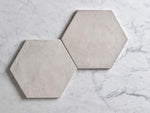 Ocean Beach White Encaustic Look Hexagon Tile
